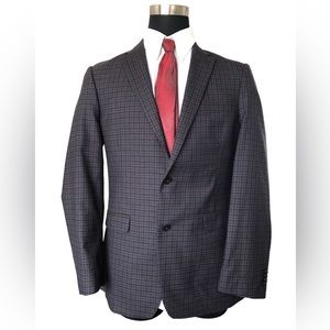 Tommy Hilfiger Men’s Wool Blend Sport Coat Size 40L Blue Brown Check  Jacket